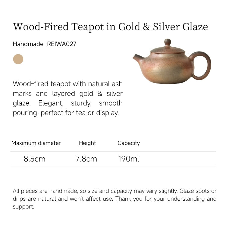 Wood-Fired Teapot in Gold & Silver Glaze