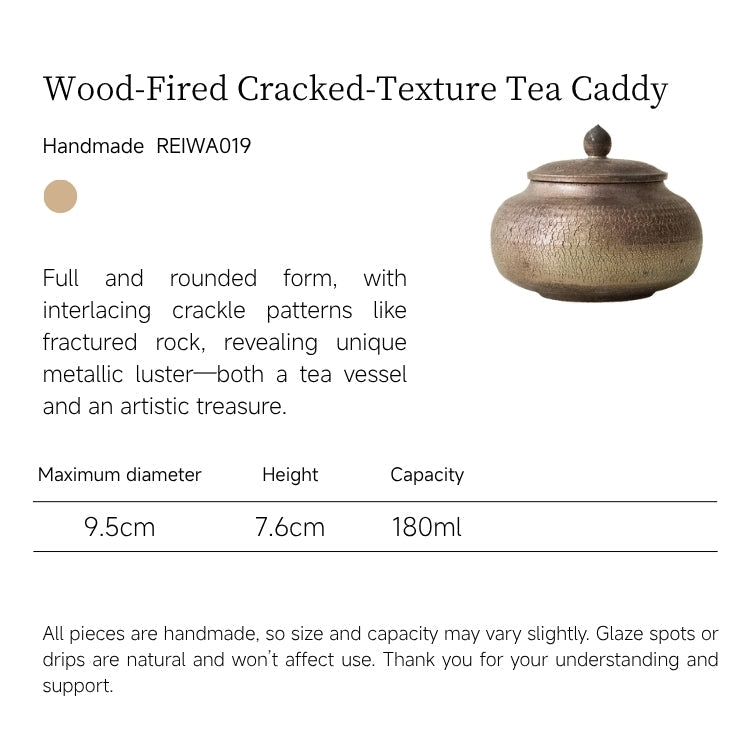 Boîte à thé cuite au bois à texture craquelée