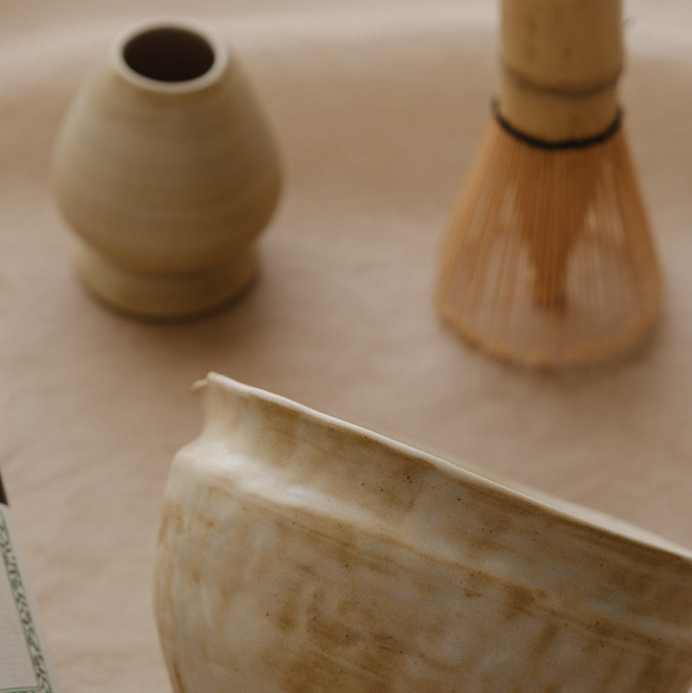 抹茶茶器セット(泡立て器、茶杓、茶碗付き)