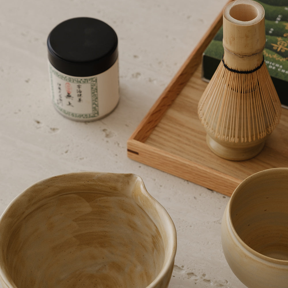 抹茶茶器セット(泡立て器、茶杓、茶碗付き)