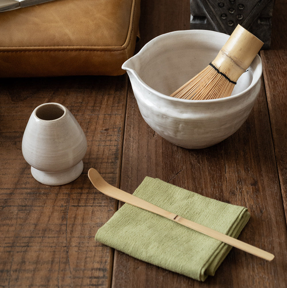 抹茶茶器セット(泡立て器、茶杓、茶碗付き)