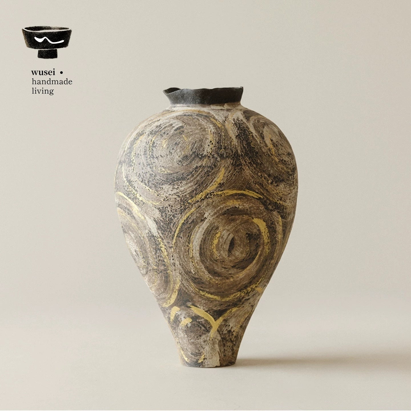 Gold-Flecked Wabi-Sabi Ceramic Vase, Handmade in Jingdezhen