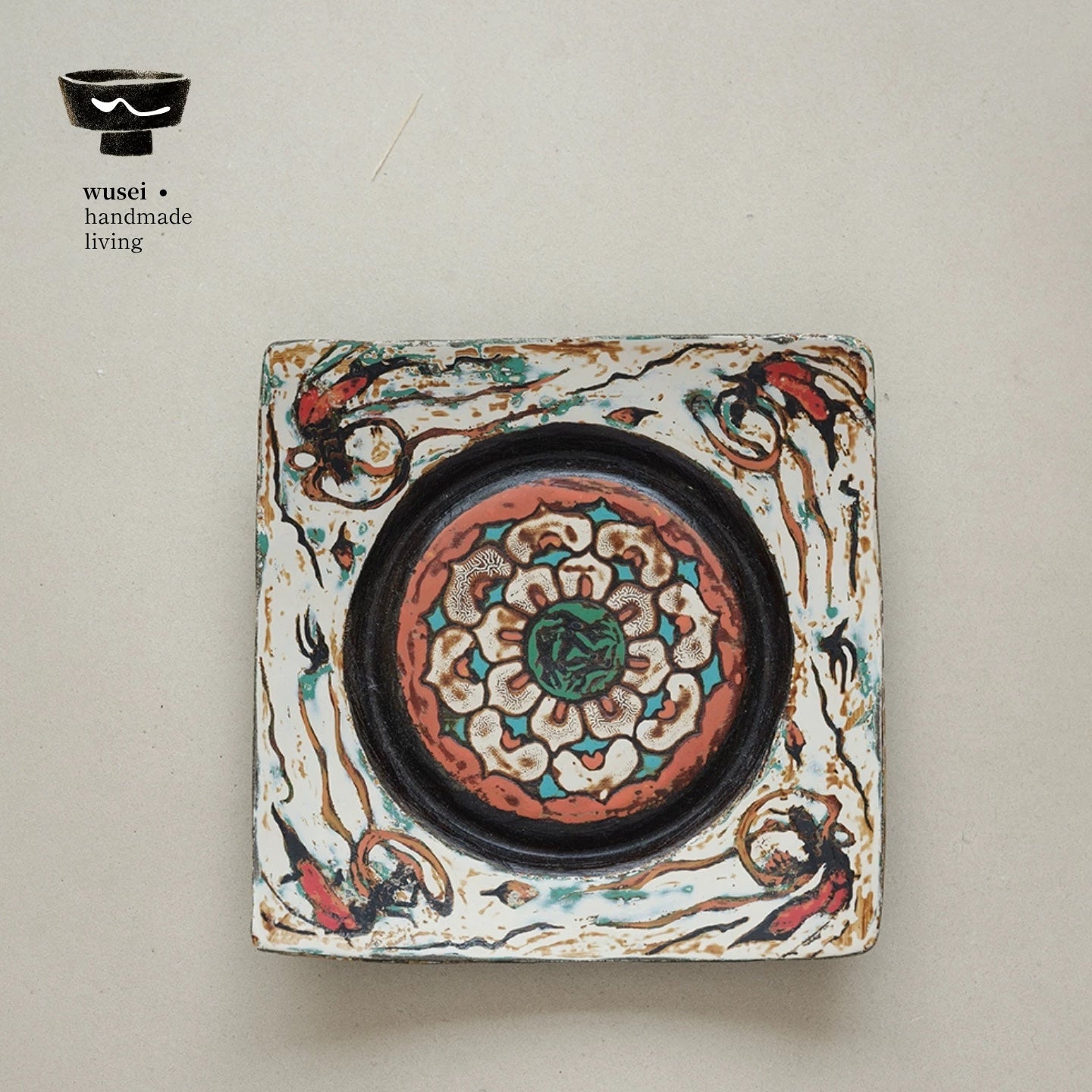Handmade Lacquer Tea Coaster with Dunhuang Mural Motif