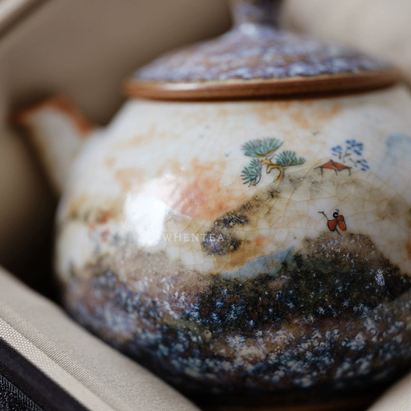 Fire-Burnt Clouds Design Tea Pot