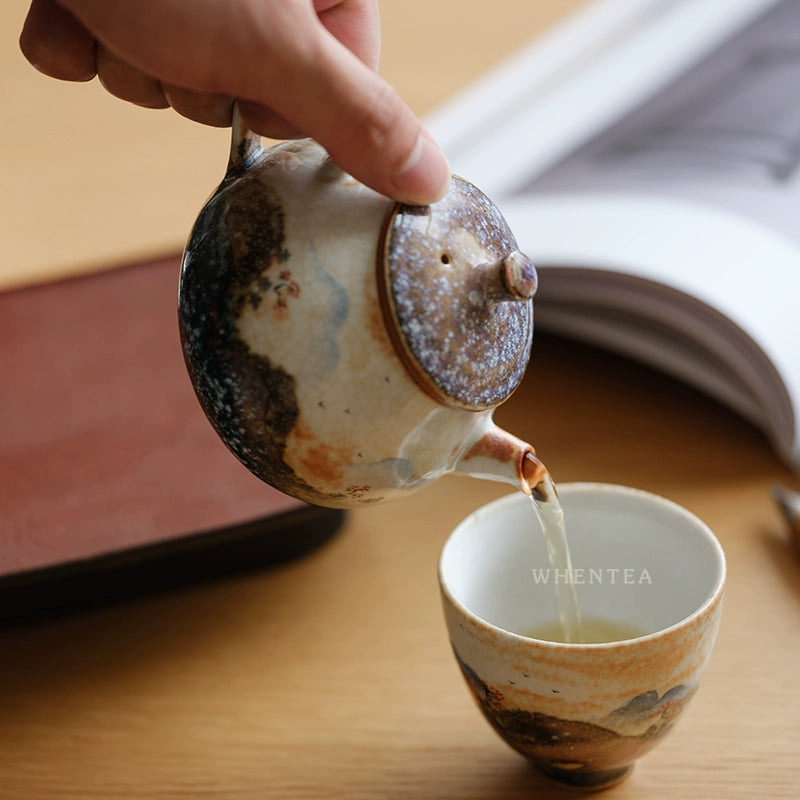 Fire-Burnt Clouds Design Tea Pot