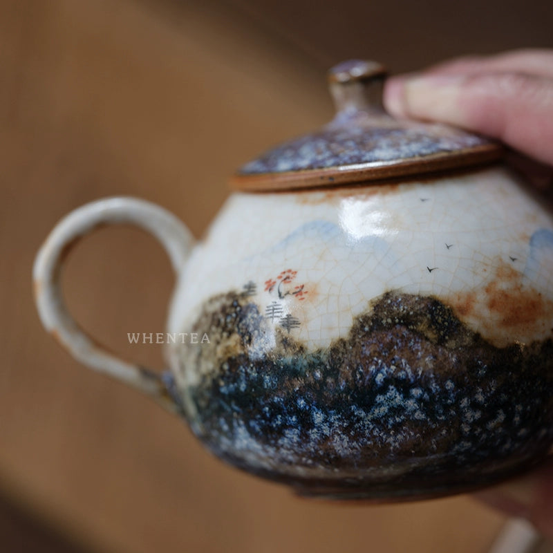 Fire-Burnt Clouds Design Tea Pot