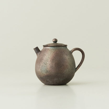 Wood-Fired Teapot in Gold & Silver Glaze