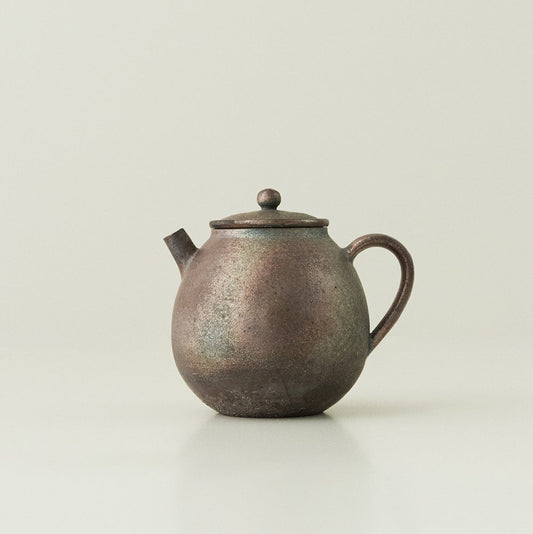 Wood-Fired Teapot in Gold & Silver Glaze