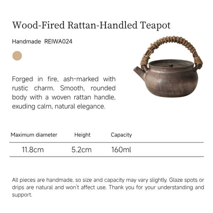Wood-Fired Rattan-Handled Teapot