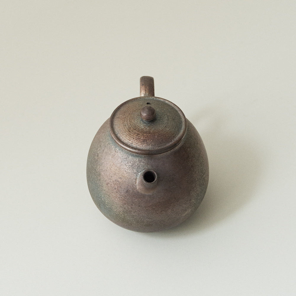 Wood-Fired Teapot in Gold & Silver Glaze