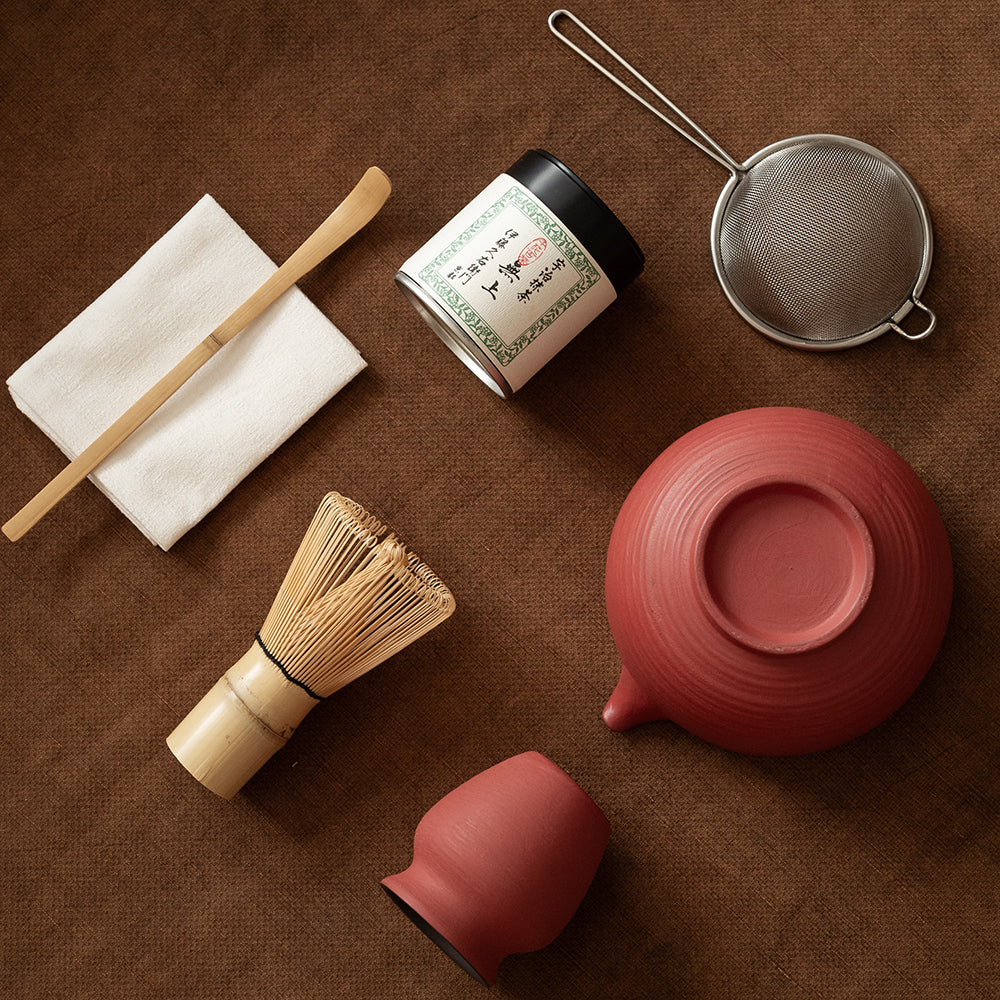 Shimmer Matcha Whisk Set(Coral Red)