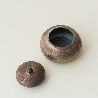 薪焼きひび割れ茶筒