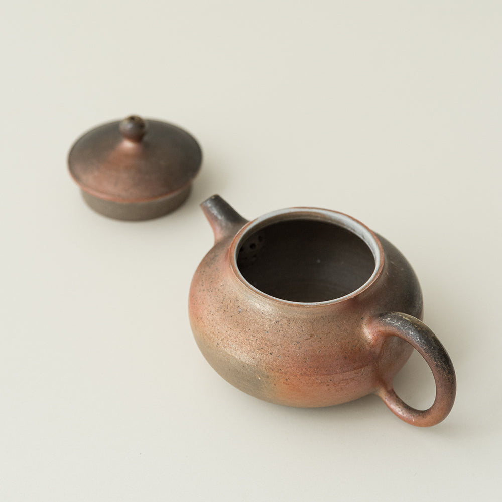 Wood-Fired Teapot in Gold & Silver Glaze