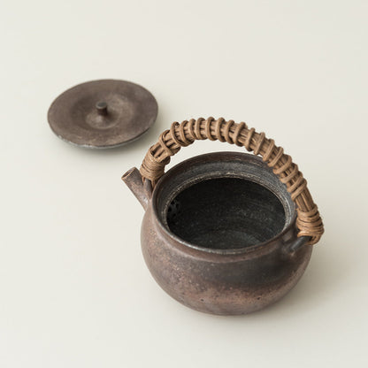 Wood-Fired Rattan-Handled Teapot
