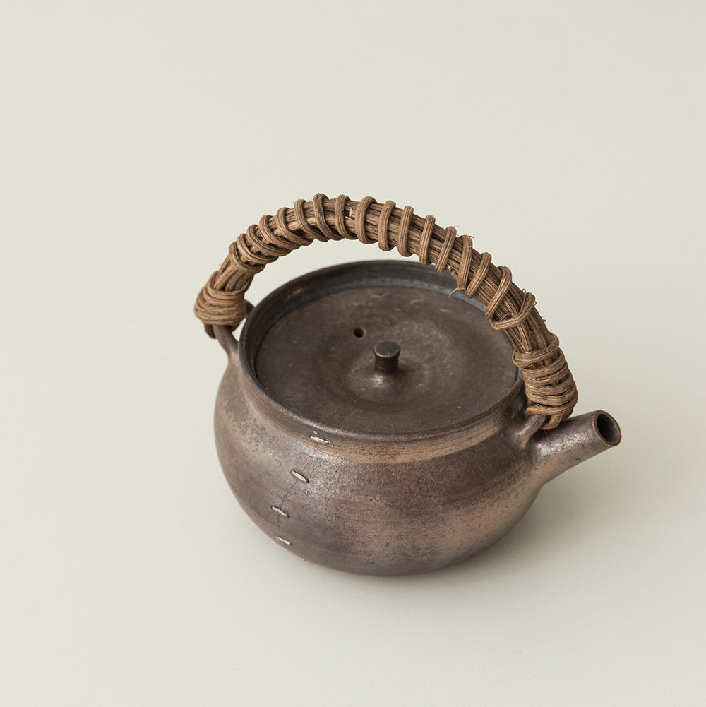 Wood-Fired Rattan-Handled Teapot