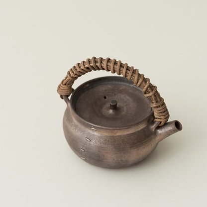 Wood-Fired Rattan-Handled Teapot