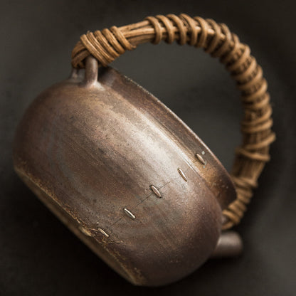 Wood-Fired Rattan-Handled Teapot