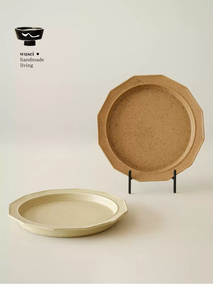 Twelve-Sided Stoneware Plate | Rustic Reactive Glaze