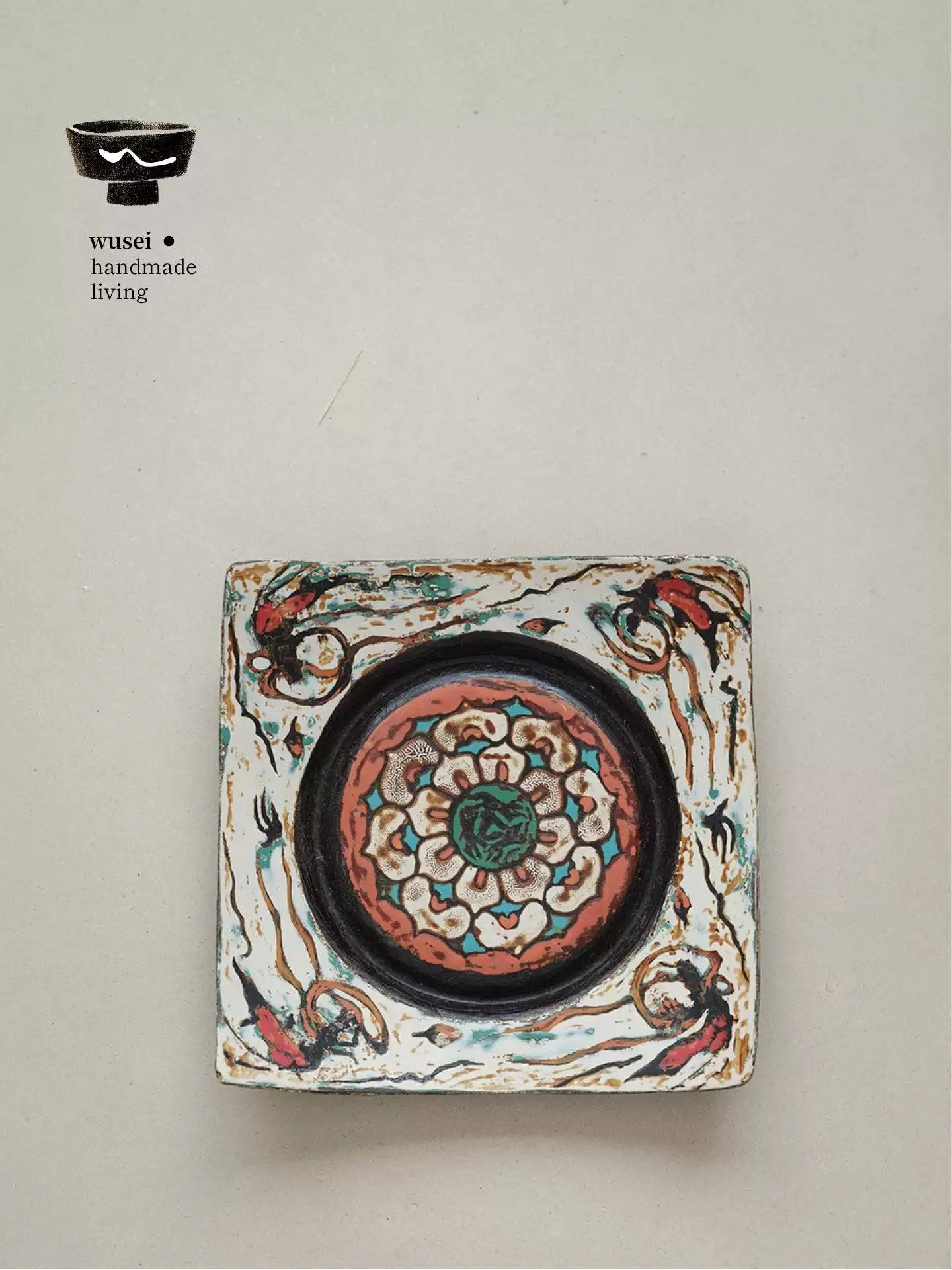 Handmade Lacquer Tea Coaster with Dunhuang Mural Motif