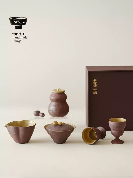 Purple Clay Teaware Gift Set - Stoneware, Natural Finish