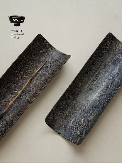 Handmade Lacquered Tea Scoop, Wabi-Sabi Texture