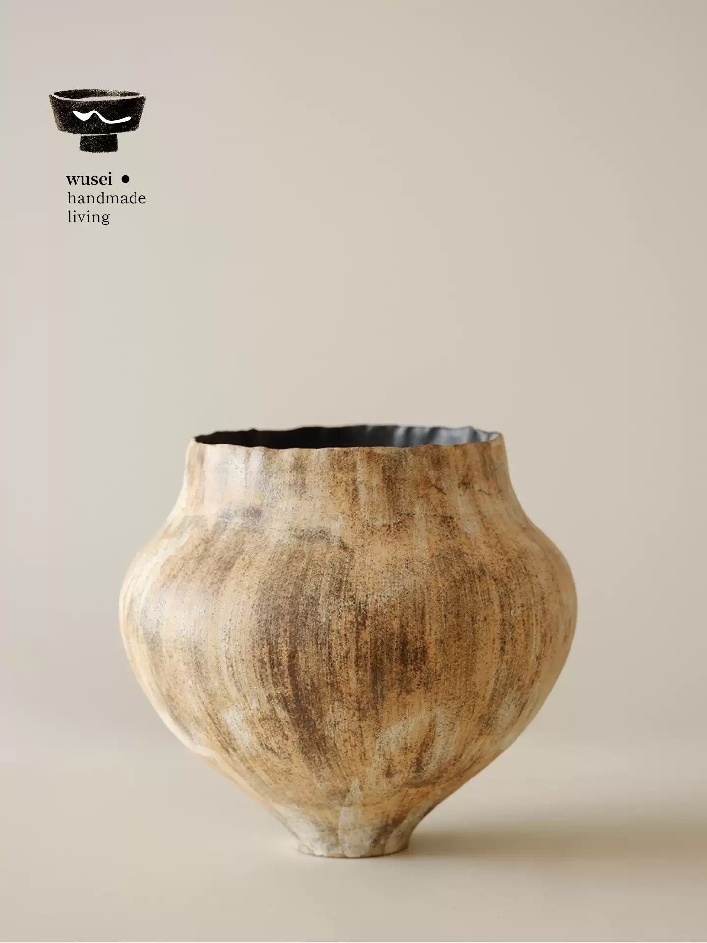 Handmade Wabi-Sabi Slip-Glazed Ceramic Vase