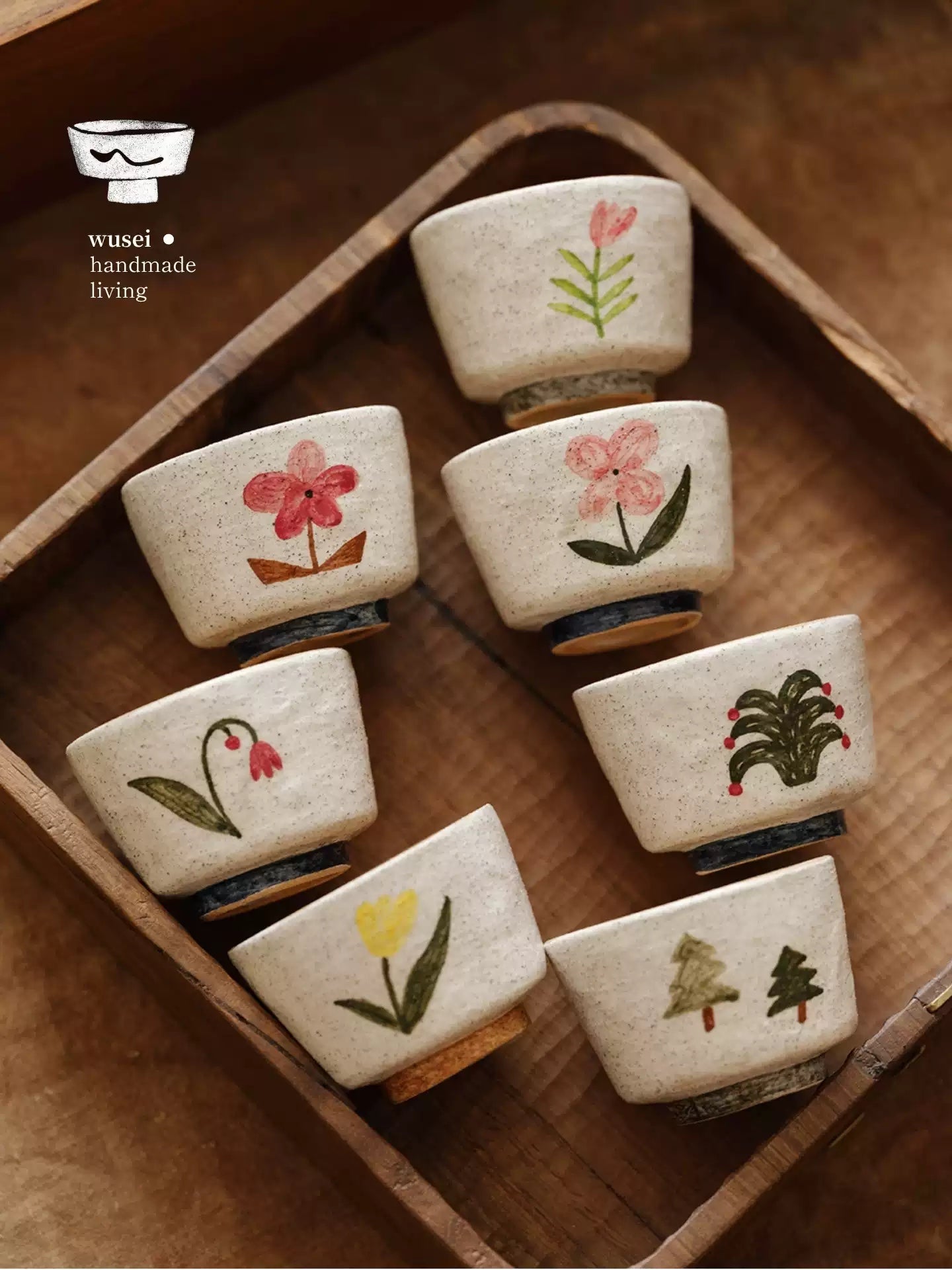 Hand-Painted Ceramic Tea Cup | Forest Floral Design