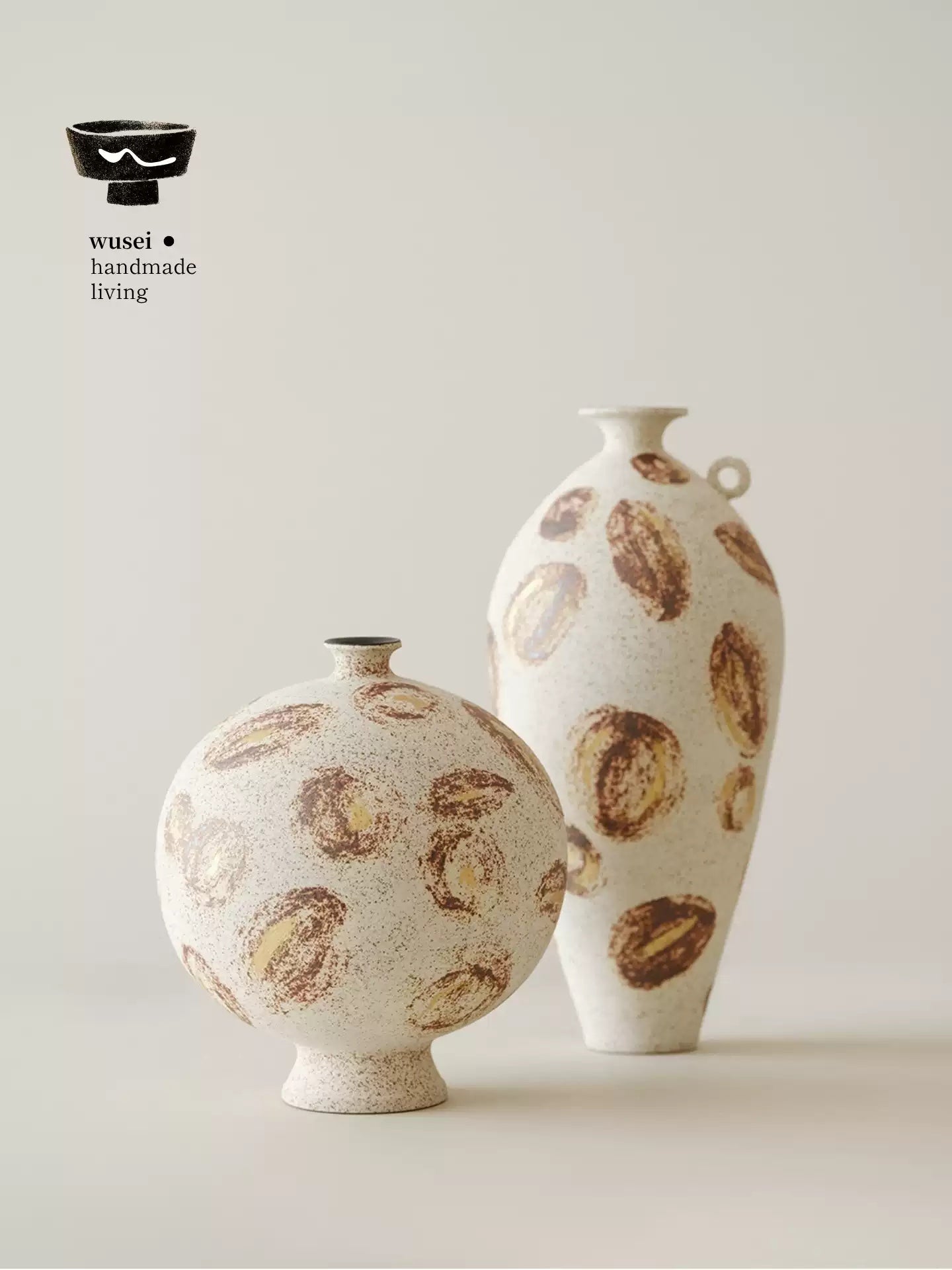Handmade Wabi-Sabi Speckled Ceramic Vase from Jingdezhen