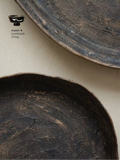 Handmade Lacquer Trays, Antique Brown Textured