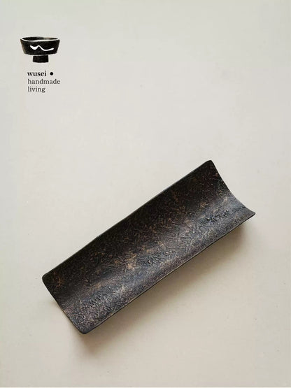 Handmade Lacquered Tea Scoop, Wabi-Sabi Texture