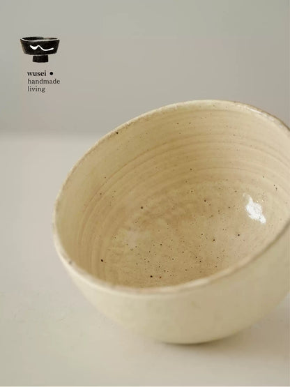 Handmade Hakeme Rice Bowl | Matte White Glaze, Ceramic