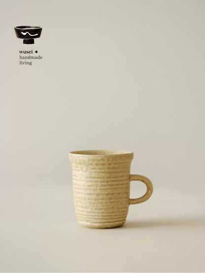 Caramel Oatmeal Stoneware Mug, Reactive Glaze, Handmade Look