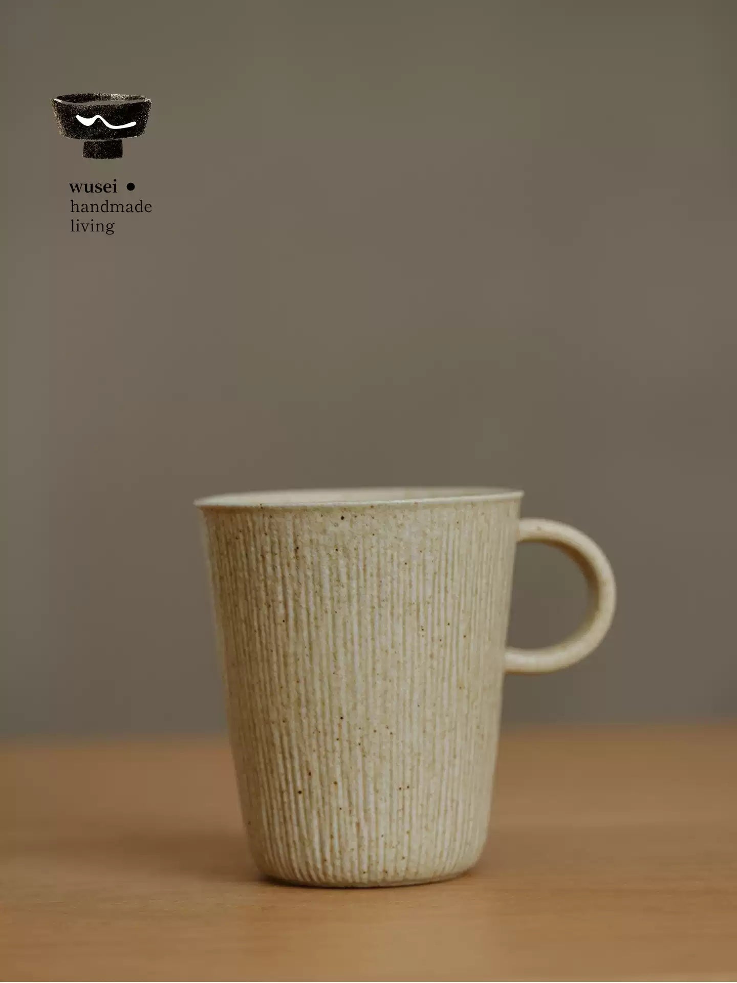 Caramel Oat Reactive Glaze Stoneware Mug, Wabi-Sabi Style