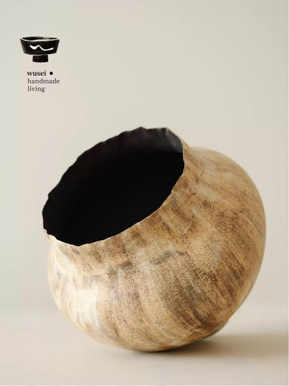 Handmade Wabi-Sabi Slip-Glazed Ceramic Vase