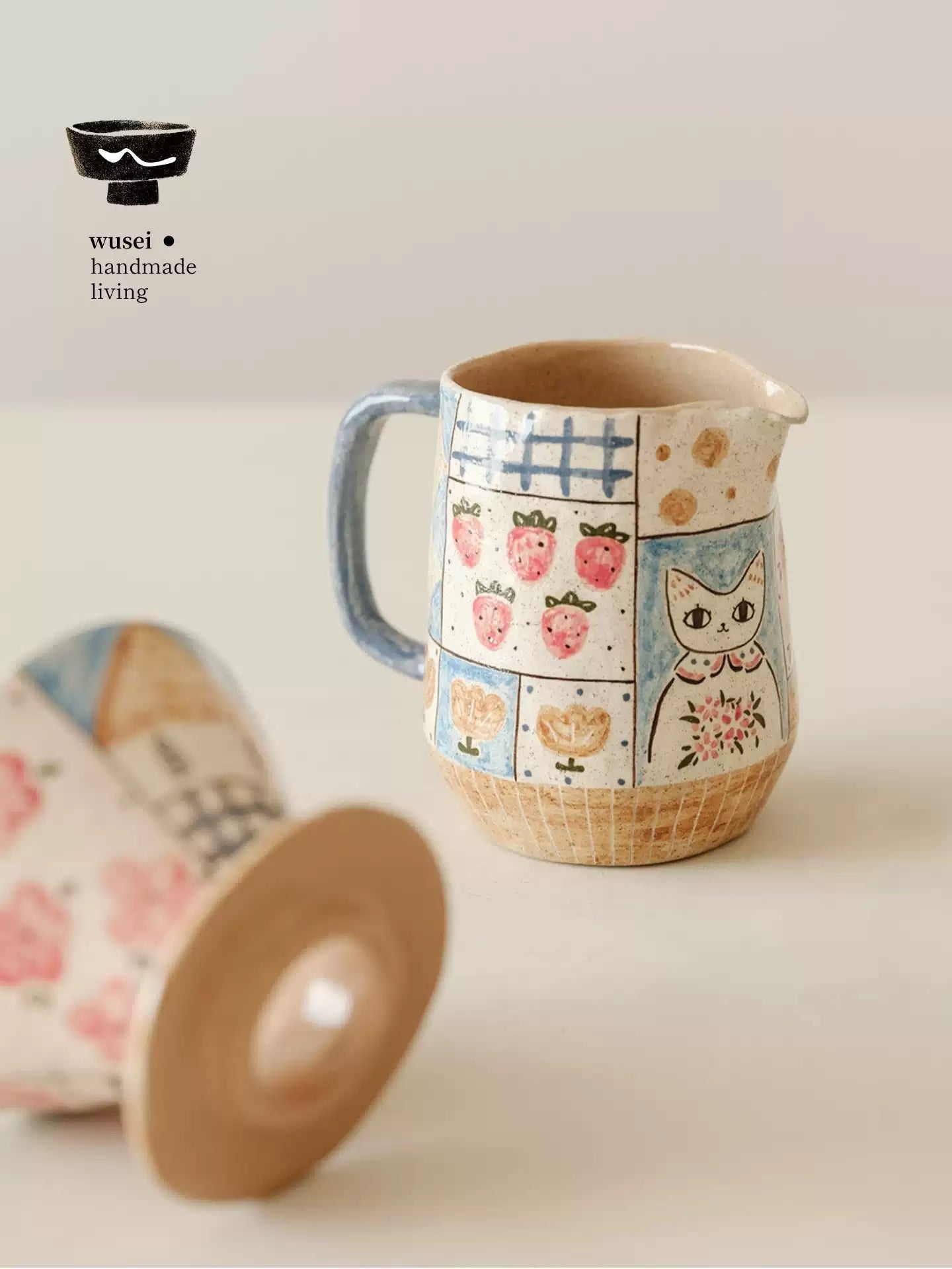 Retro Hand-Painted Ceramic Pour-Over Coffee Set in Oatmeal