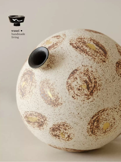 Handmade Wabi-Sabi Speckled Ceramic Vase from Jingdezhen