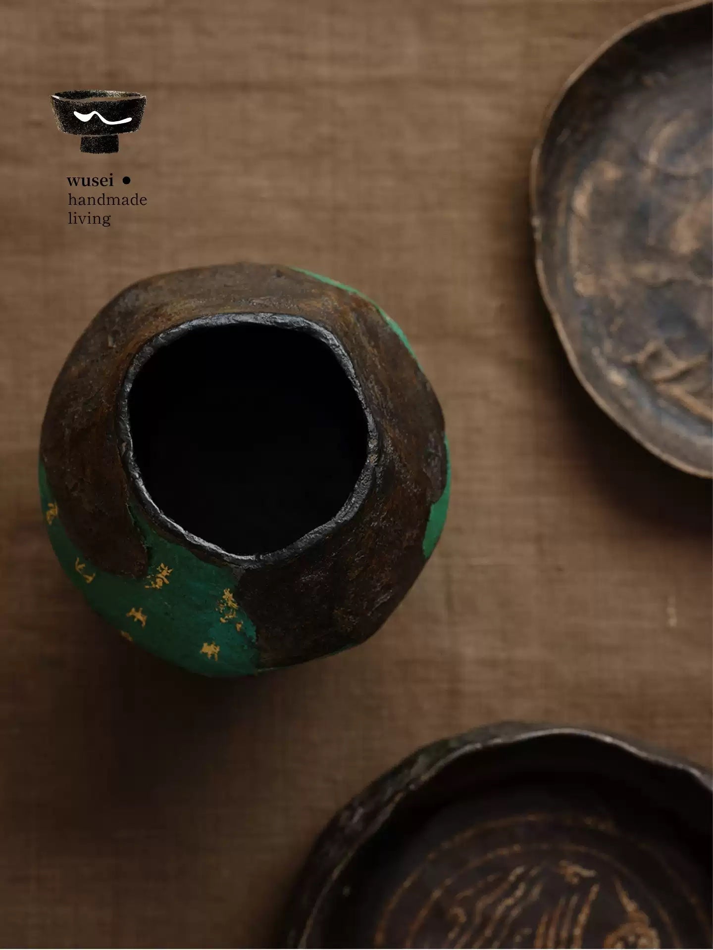 Handmade Black Lacquer Tea Waste Bowl with Seal Script