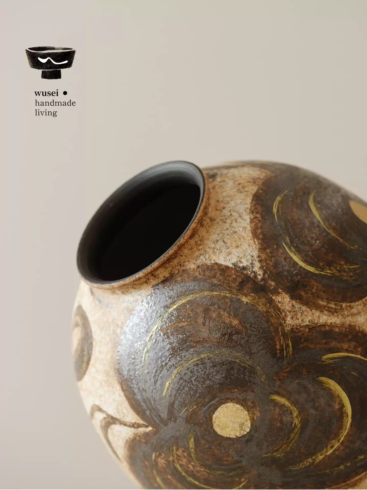 Handmade Slip-Glazed Ceramic Vase – Wabi-Sabi Table Decor