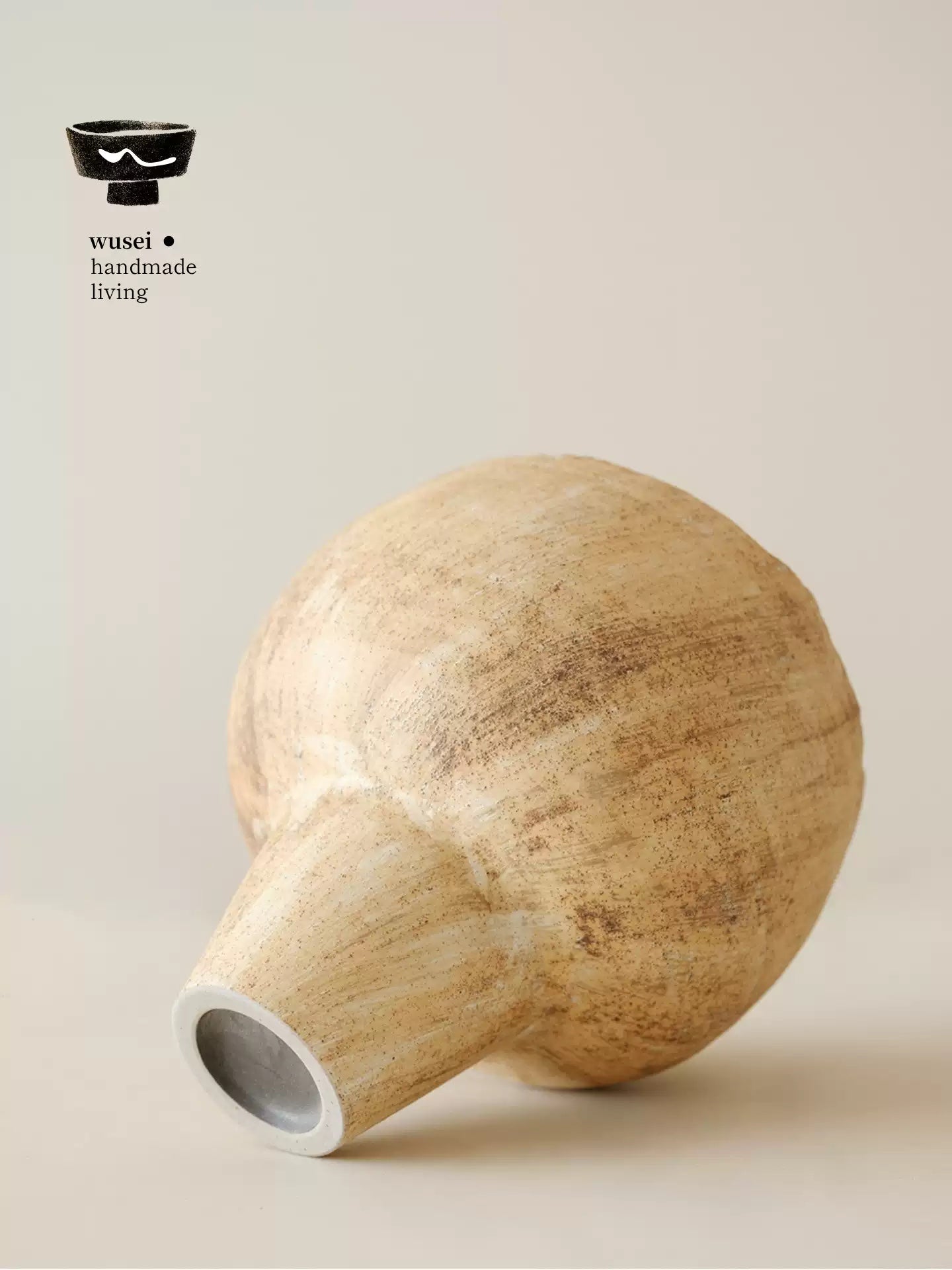 Wabi-Sabi Handmade Ceramic Vase - White Clay Texture