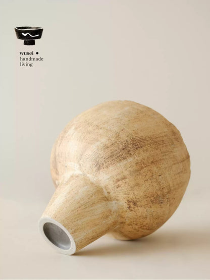 Wabi-Sabi Handmade Ceramic Vase - White Clay Texture