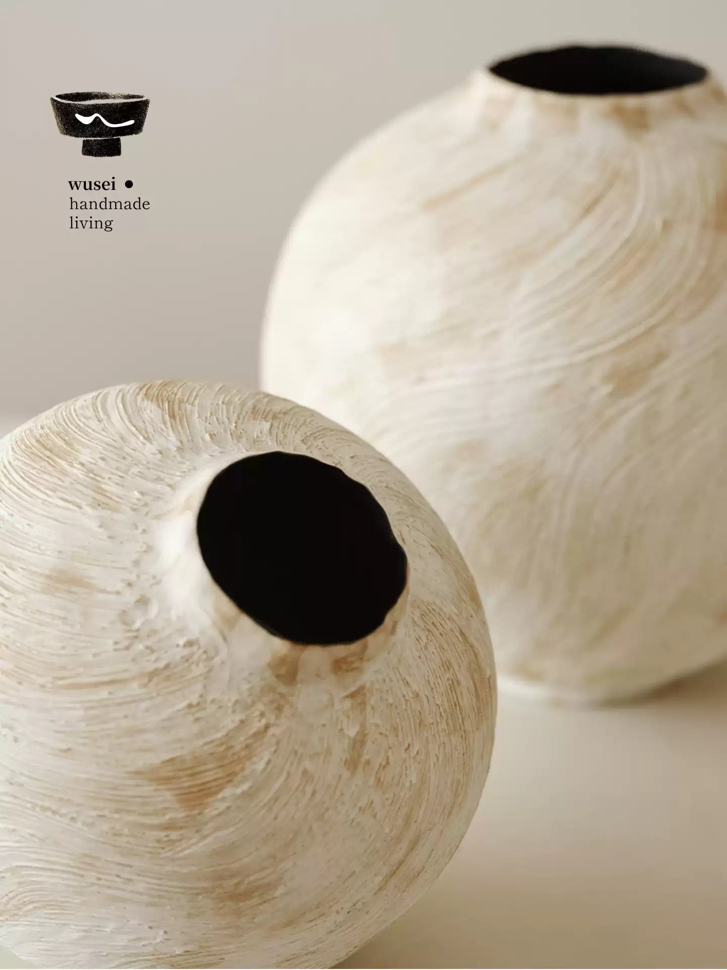 Wabi-Sabi Brushed Ceramic Vase, Handmade, Two Sizes