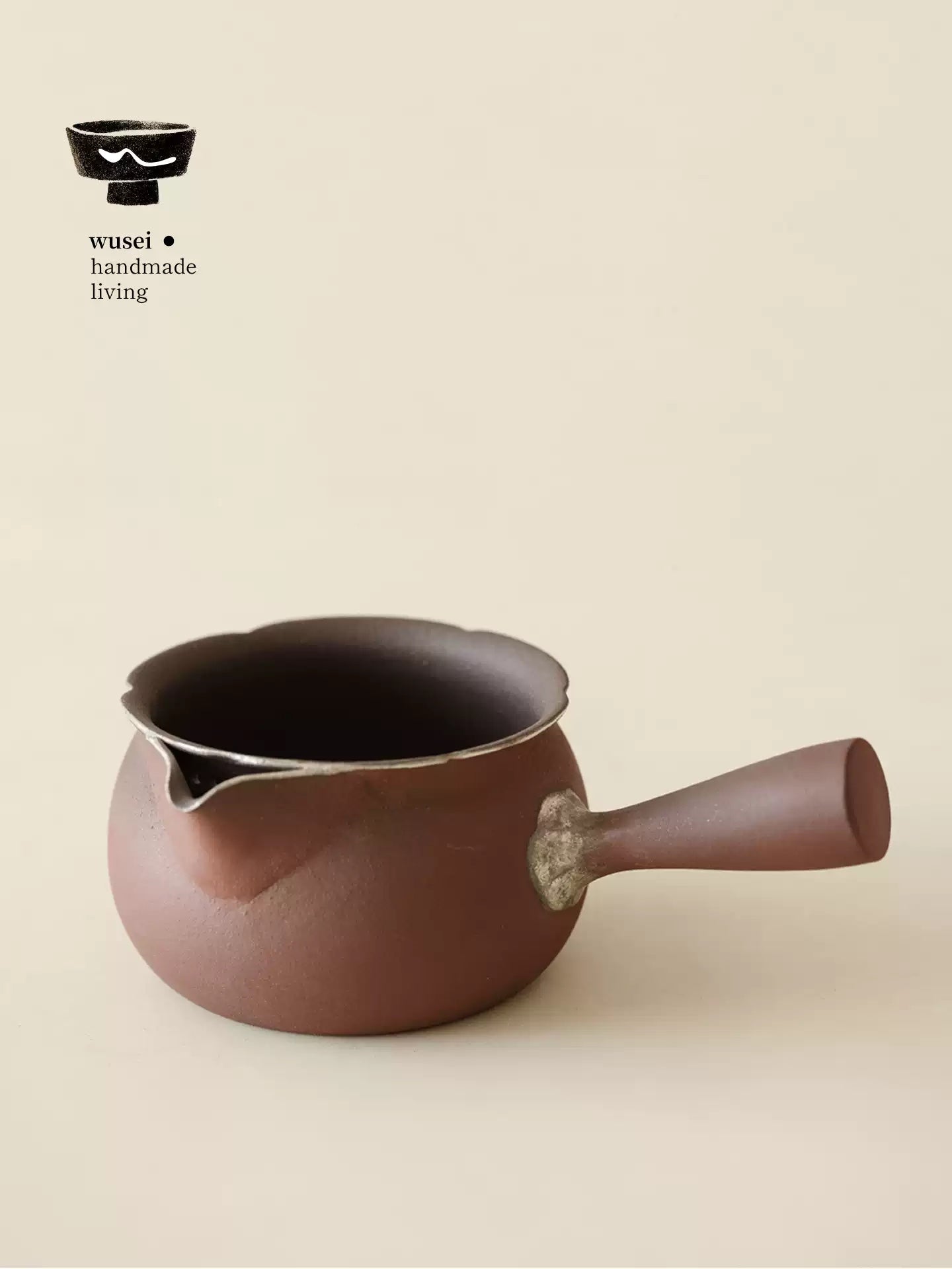 Old Rock Clay Side-Handle Teapot & Charcoal Stove Set with Silver Accents