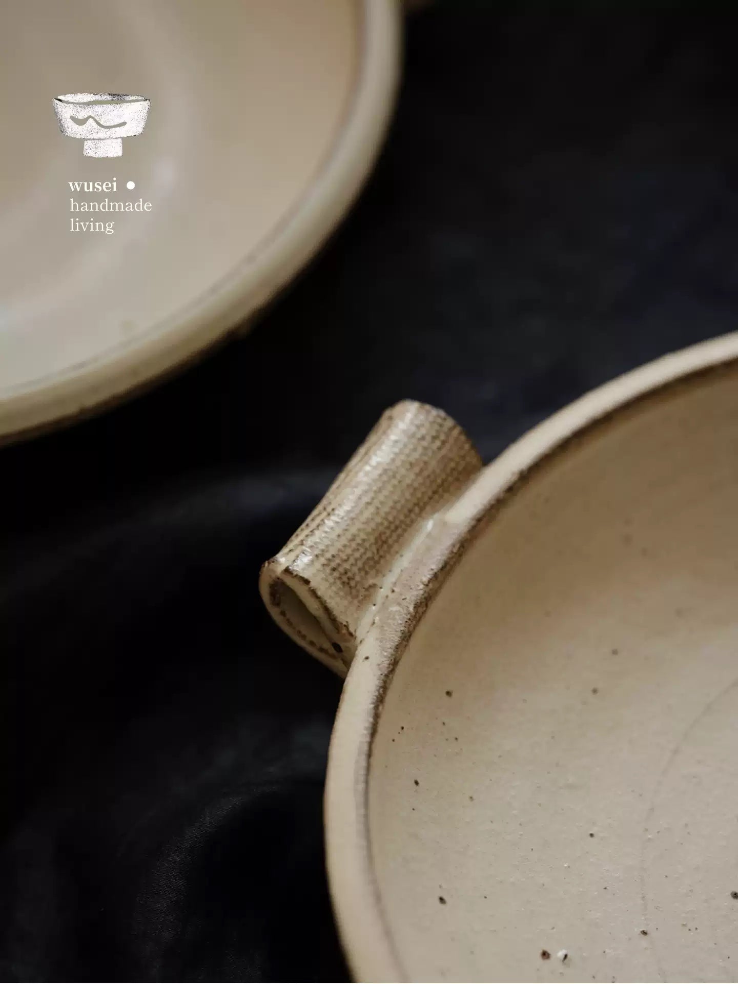 Handmade Stoneware Footed Plate, Wabi-Sabi Glaze, Handles