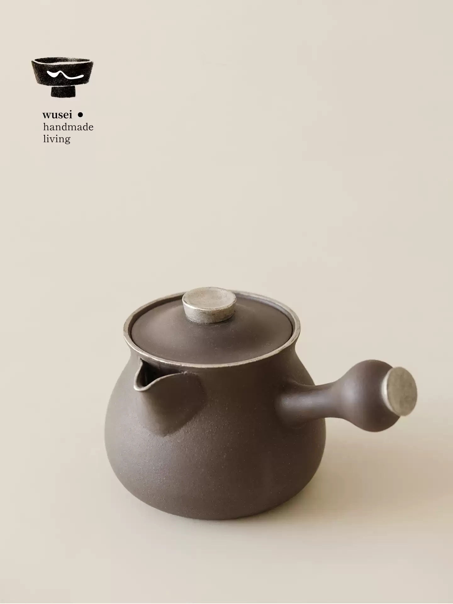 Silver-Coated Cloud Handle Teapot & Charcoal Stove Set, Old Rock Clay