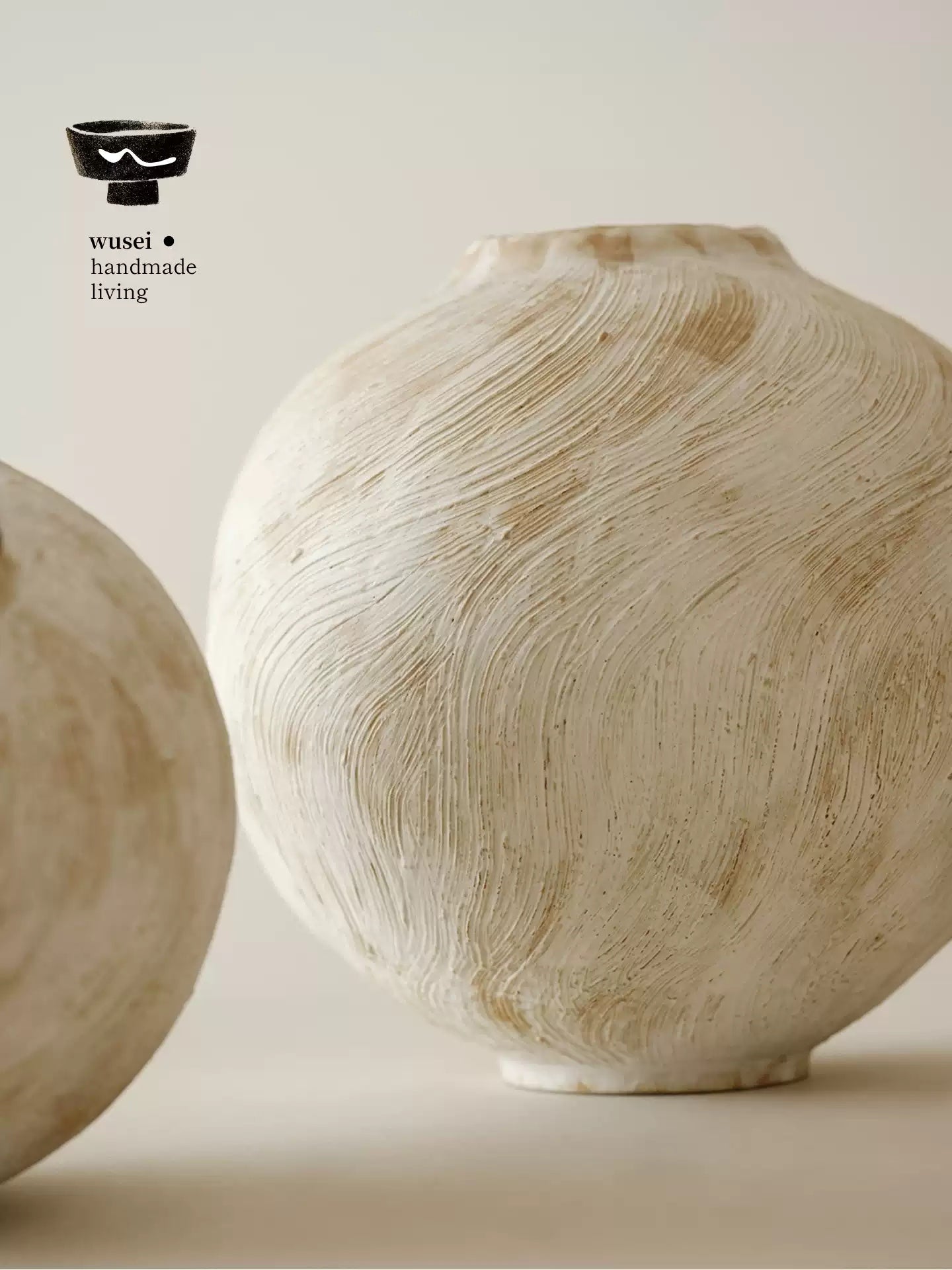 Wabi-Sabi Brushed Ceramic Vase, Handmade, Two Sizes