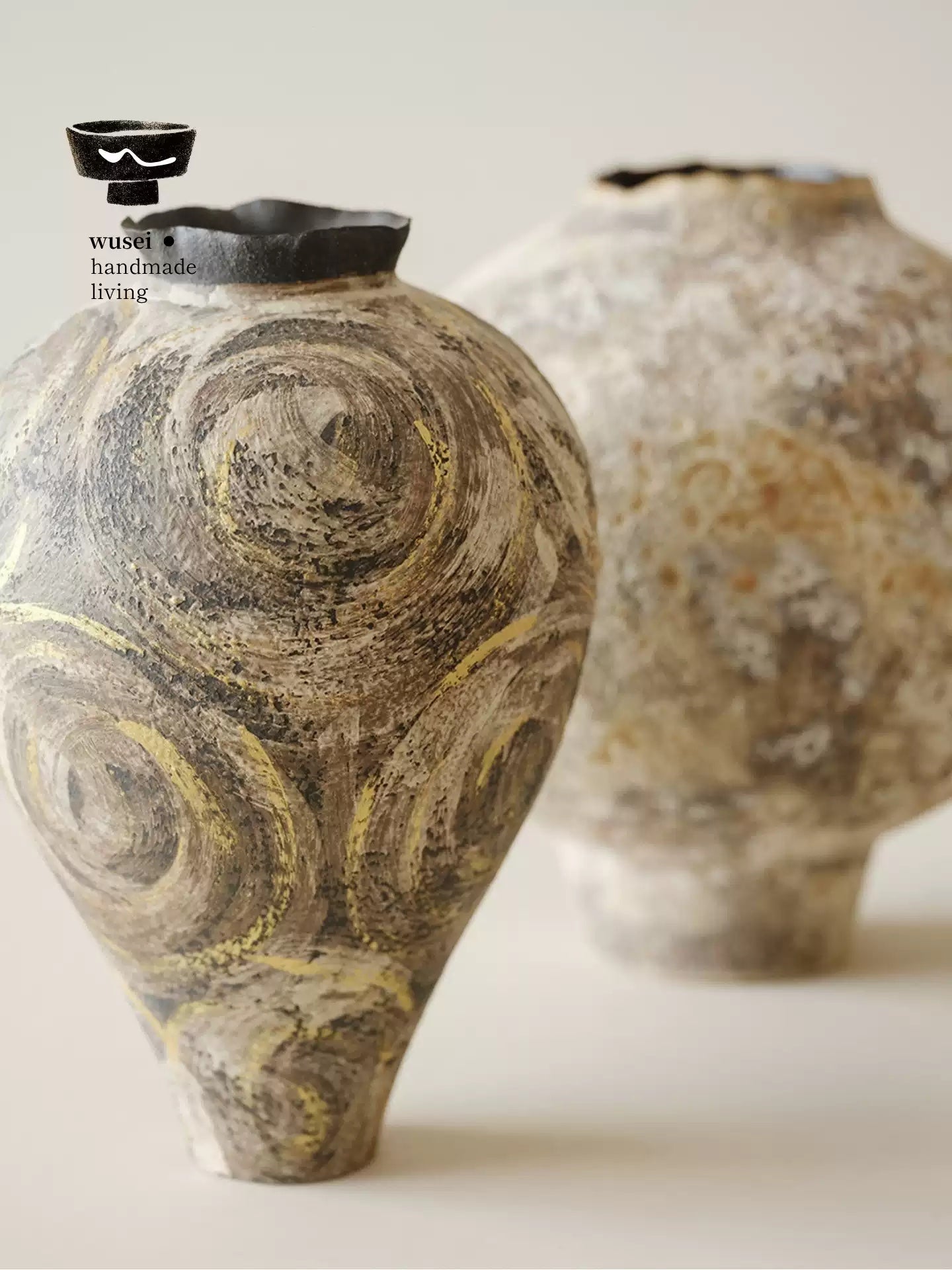 Gold-Flecked Wabi-Sabi Ceramic Vase, Handmade in Jingdezhen