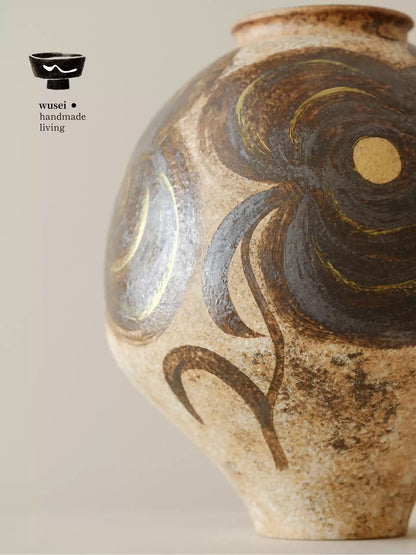 Handmade Slip-Glazed Ceramic Vase – Wabi-Sabi Table Decor