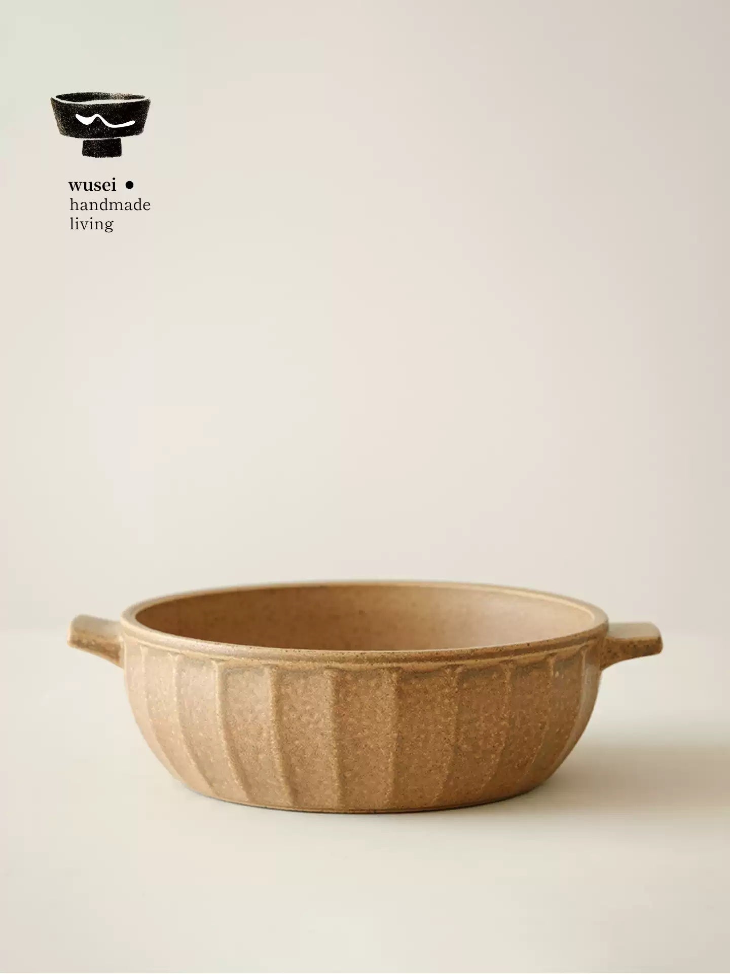 Rustic Stoneware Double-Handled Pumpkin Soup Bowl, 1200ml