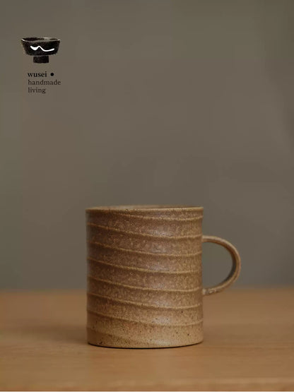 Caramel Oatmeal Stoneware Mug with Textured Glaze