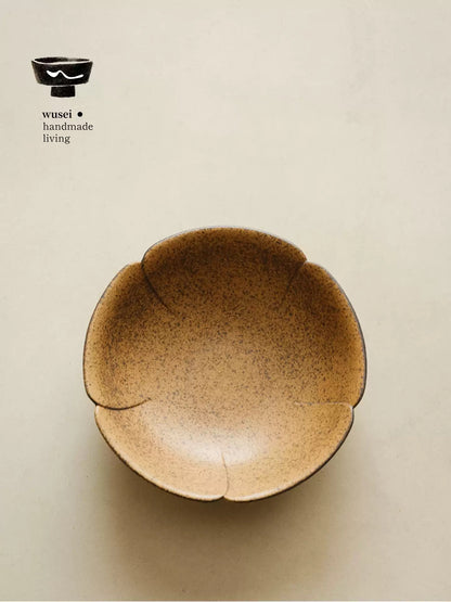 Peach Blossom Ceramic Serving Bowl in Oatmeal Caramel Glaze